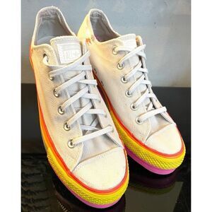 Converse Chuck Taylor All Star Lift Ox Rainbow Platform Sneakers Womens SZ 10.5